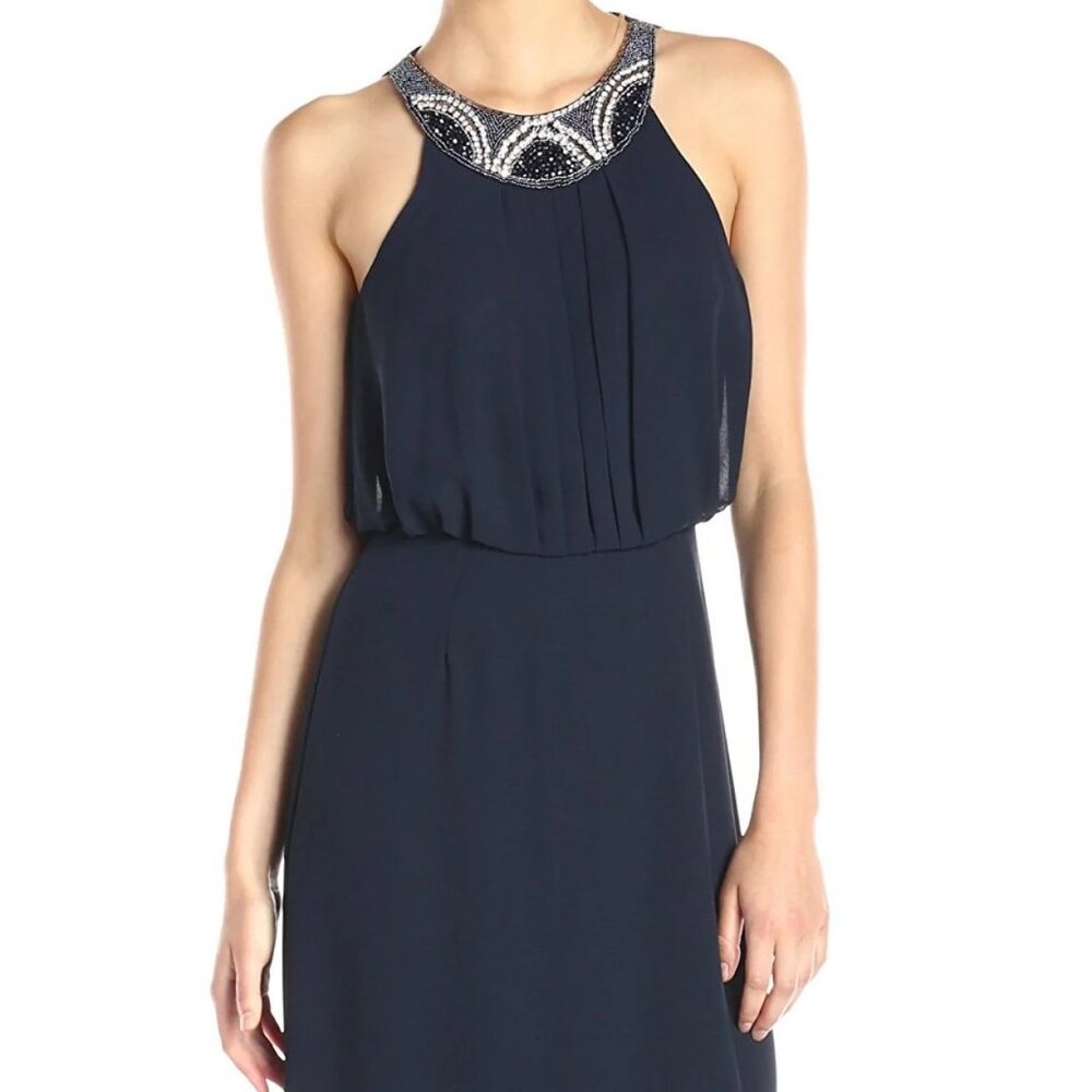 NWT Vince Camuto Long Formal Dress in Navy with Sequins. Size 14